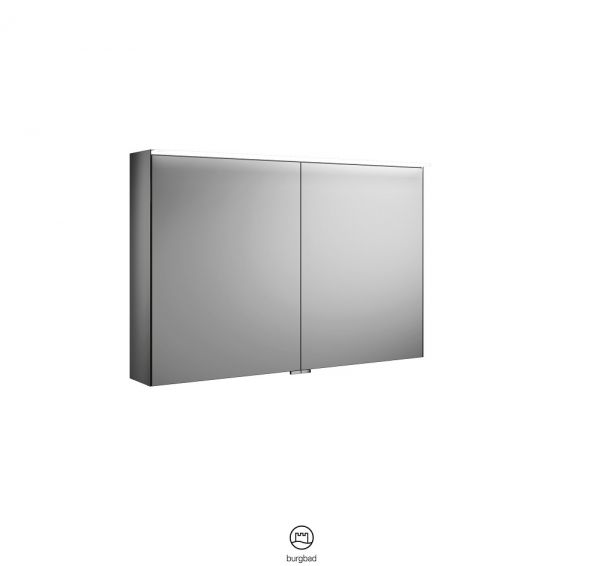 Burgbad Fiumo Spiegelschrank mit horizontaler LED-Beleuchtung, 2 Spiegeltüren 100,6x67cm