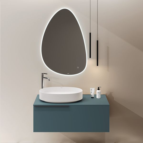 Kludi ICOS RESA Set Waschtisch mit Unterschrank & Spiegel 100x50cm, teal blue matt