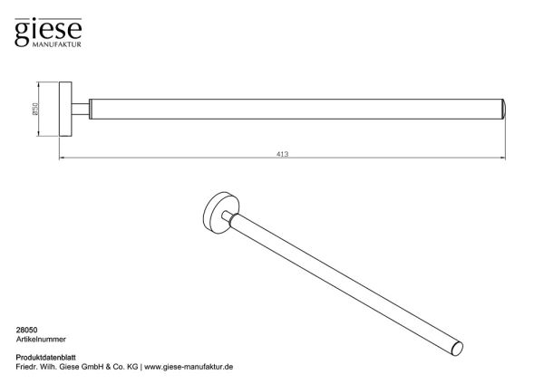 Giese Handtuchhalter, starre Ausführung 42cm, chrom