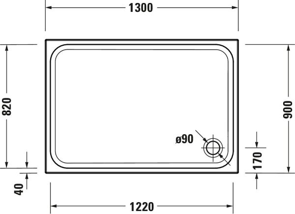 Duravit D-Code Duschwanne 130x90cm, weiß