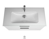 Vorschau: Burgbad Eqio Glas-Waschtisch mit Waschtischunterschrank, weiß hochglanz, Griff schwarz matt SEYX102F2009A0070G0200 4