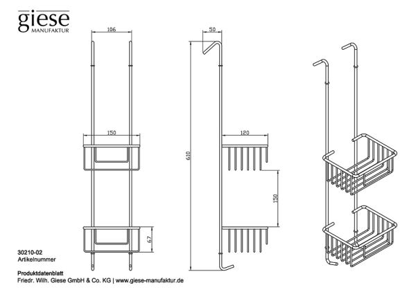 Giese Bodyguard® Hänge Duschkorb chrom 30210-02