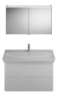 Vorschau: Burgbad Iveo Badmöbel-Set 120cm, Spiegelschrank, Keramik-Waschtisch und WT-Unterschrank weiß hochglanz 