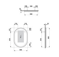 Vorschau: Laufen Base 2.0 Spiegel oval 60x85cm mit umlaufender LED-Beleuchtung, schwarz matt