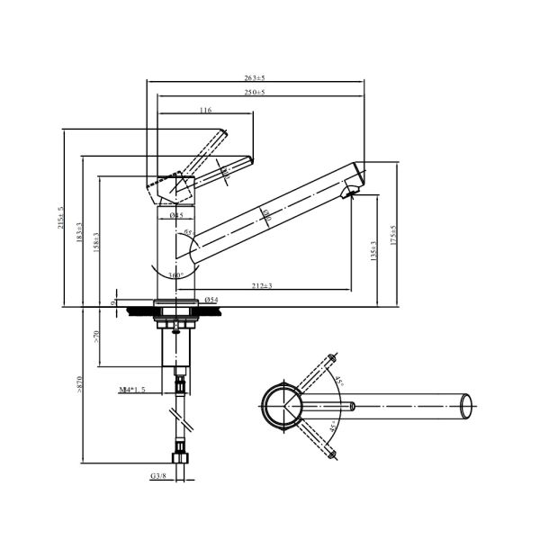 Villeroy&Boch Como Window Küchenarmatur aus Edelstahl, Vorfenstermontage, anthrazit 92570005