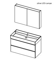 Vorschau: RIHO Spring Rise Waschtisch mit Unterschrank 100x46cm und Spiegelschrank, 1 Hahnloch, 2 Schubladen