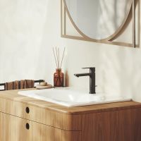 Vorschau: Grohe Lineare Wasserhahn S-Size, Zugstangen-Ablaufgarnitur, wassersparend, schwarz matt