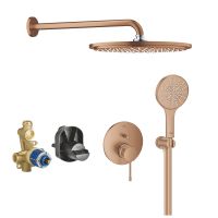 Grohe Essence Duschsystem Unterputz mit Rainshower Cosmopolitan 310, warm sunset gebürstet