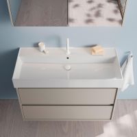 Burgbad Devio Keramik-Waschtisch 100cm mit Unterschrank, 2 Auszüge, wandhängend, veloursgrau matt SHKF101