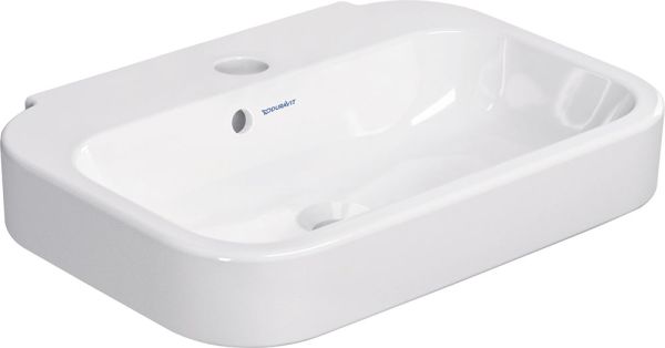 Duravit Happy D.2 Handwaschbecken rechteckig 50x36cm, mit Hahnloch und Überlauf, WonderGliss, weiß 07095000001
