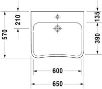 Vorschau: Duravit DuraStyle Waschtisch 65x57cm, mit 1 Hahnloch, ohne Überlauf, WonderGliss, weiß 23306500001