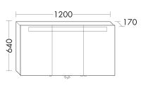 Burgbad Crono Spiegelschrank mit horizontaler LED-Beleuchtung, Waschtischbeleuchtung, 3tlg, 120x64cm SPSA120F1786