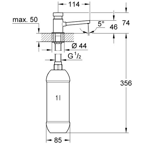Grohe Seifenspender / Spülmittelspender, Vorratsbehälter 1 Liter, chrom