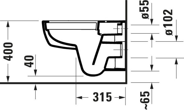 Duravit D-Code Wand-WC rimless Set mit SoftClose WC-Sitz 54x37cm, weiß