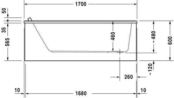 Duravit Starck Einbau-Badewanne rechteckig 170x75cm, weiß