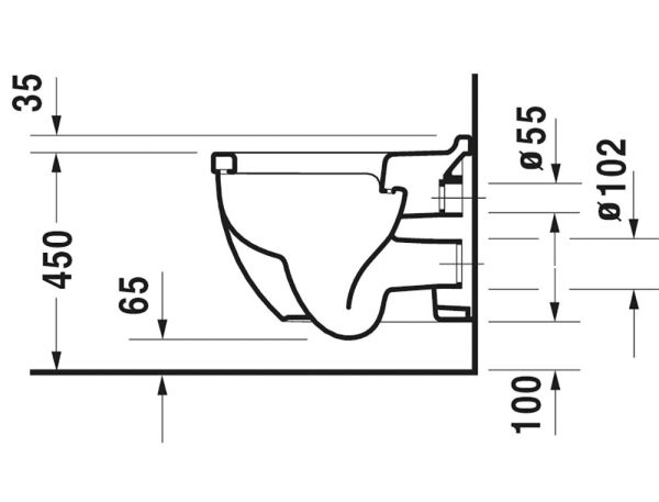 Duravit Starck 3 Wand-WC 54,5x36,5cm, erhöht, weiß