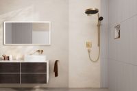 Vorschau: Hansgrohe XtraStoris Individual Wandnische mit Designrahmen 300/300/100, weiß matt/brushed bronze