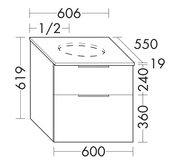 Burgbad Eqio Waschtischunterschrank für Aufsatzwaschtisch 60x55cm mit Konsolenplatte