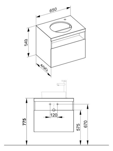 Keuco Stageline Waschtischunterbau f. Keramik-Waschtisch m. Hahnlochbohrung rechts, o. Elektrik, 65cm 32855180000