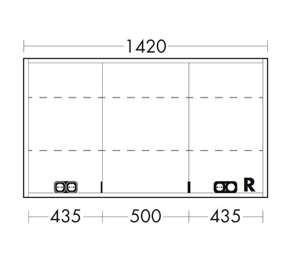 Burgbad rl20 Spiegelschrank 142x80cm mit Lichtrahmen, Wandeinbau