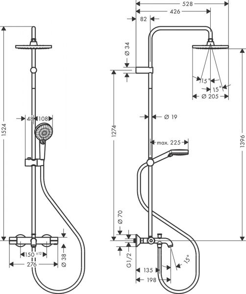 Hansgrohe Vernis Blend Duschsystem für Wanne chrom 26079000