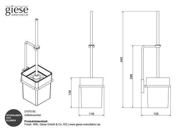 Giese Gifix 21 WC Garnitur, Wandmodell zum Kleben und Schrauben, chrom