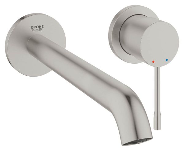 Grohe Essence 2-Loch-Waschtischbatterie, Ausladung 230mm, wassersparend, supersteel 29193DC1