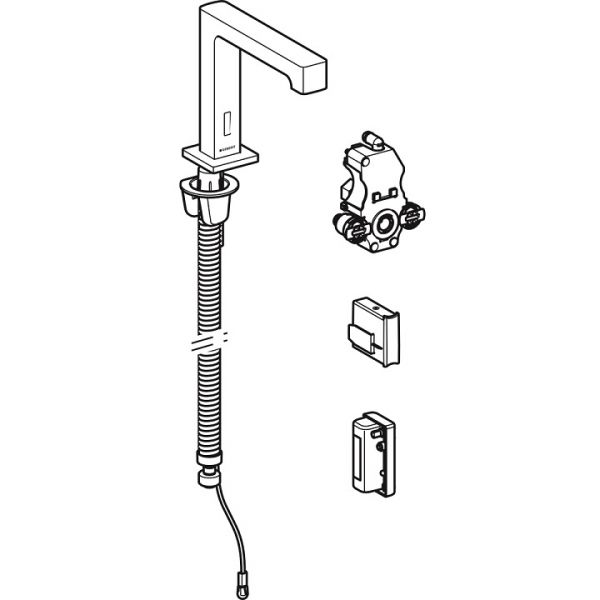 Geberit Waschtischarmatur Brenta, Standmontage, Generatorbetrieb, für UP-Funktionsbox, chrom