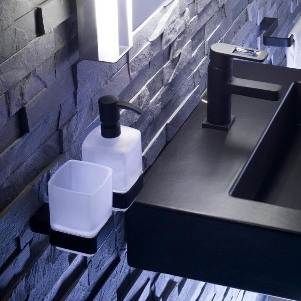 emco loft Seifenspender Wandmodell, Kristallglas satiniert, schwarz 052113301