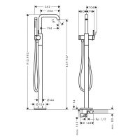 Vorschau: hansgrohe Tecturis S Einhebel-Wannenmischer bodenstehend, brushed black chrome