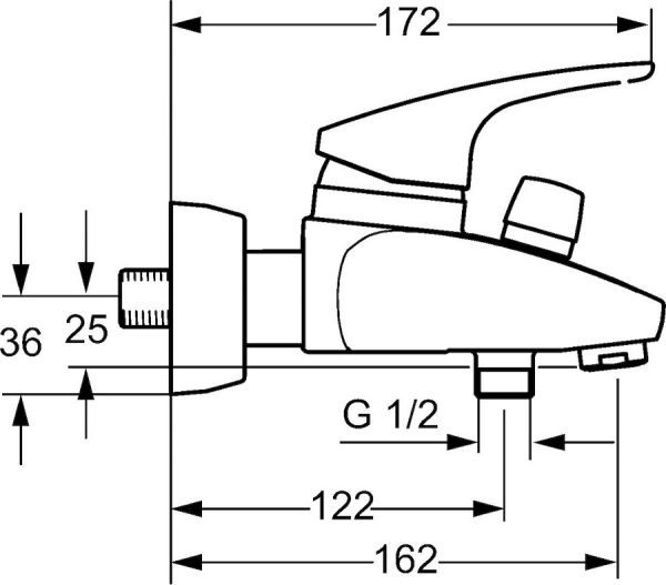 Hansa Hansamix Einhand-Wannen-Batterie, für Wandaufbau, chrom