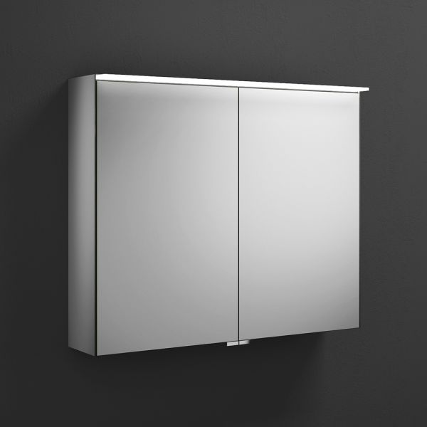 Burgbad Essence Spiegelschrank mit horizontaler LED-Beleuchtung und 2 Spiegeltüren, 80,6x67cm SPIY080PN480