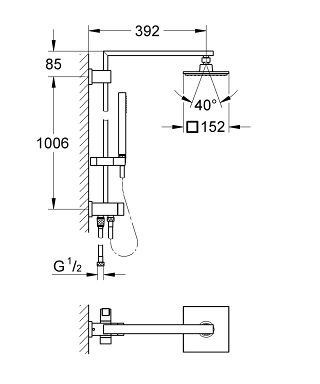 Grohe Euphoria Cube System 150 Duschsystem mit Umstellung für die Wandmontage, chrom