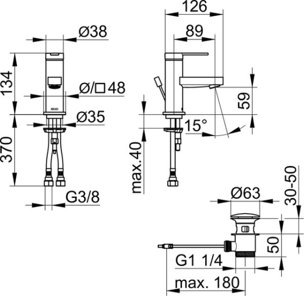 Keuco IXMO Flat Einhebel-Waschtischmischer 60 mit Zugstange, 59504013000