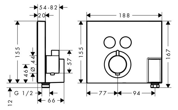 Hansgrohe ShowerSelect Thermostat Unterputz für 2 Verbraucher mit Fixfit und Portereinheit, chrom