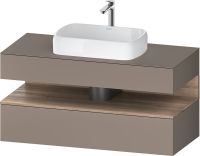 Duravit Qatego Unterschrank für Aufsatzbecken 120x55cm in basalt matt, mit offenem Fach in eiche marmoriert QA4732