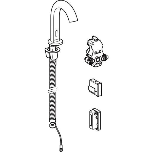 Geberit Waschtischarmatur Piave, Standmontage, Generatorbetrieb, für UP-Funktionsbox, chrom