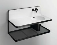 Alape S19-Serie Waschplatz-Set 100x49cm, Mulde rechts, weiß/schwarz matt ProShield WP.S19L.2 5262000000