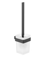 Vorschau: emco loft Toilettenbürstengarnitur Kristallglas satiniert, schwarzchrom gebürstet 051500500