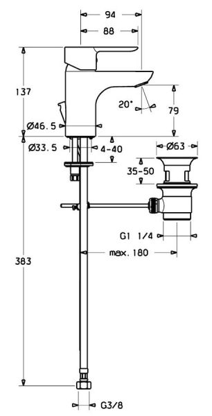 Hansa Hansaligna Waschtisch-Einhand-Einlochbatterie XS, mit Ablaufgarnitur, chrom