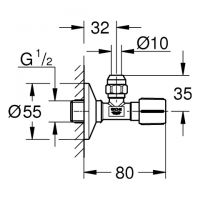 Vorschau: Grohe Eckventil 1/2x3/8'' mit Metallgriff, Rosette, Quetschverschraubung Ø 10mm