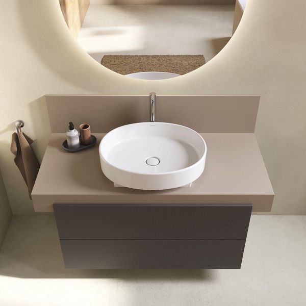 Duravit Balcoon Waschtischunterschrank 100x57x53,4cm für Aufsatzbecken, 2 Schubladen in schieferbraun matt mit Konsole in umbra matt