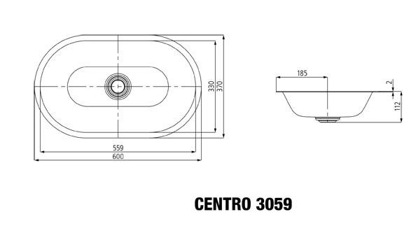Kaldewei Centro Unterbauwaschtisch 61x38cm, mit Perleffekt Mod. 3059