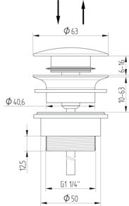 Avenarius Design-Schaftventil rund mit weißem Keramikdeckel