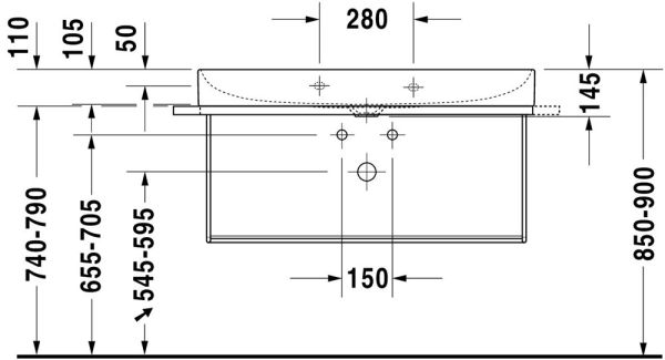 Duravit DuraSquare Waschtisch 100x47cm, ohne Überlauf, ohne Hahnloch, mit nicht verschließbarem Ablaufventil, weiß 2353100070