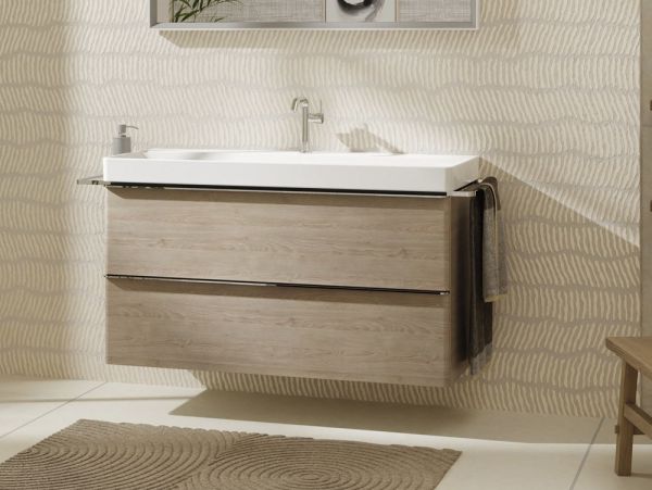 Hansgrohe Xelu Q Waschtischunterschrank 118x47,5cm, mit 2 Schubkästen eiche natur chrom 54037000