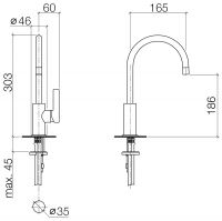 Vorschau: Dornbracht Tara Ultra BAR TAP Küchen-Einhebelmischer, Ausladung 165mm