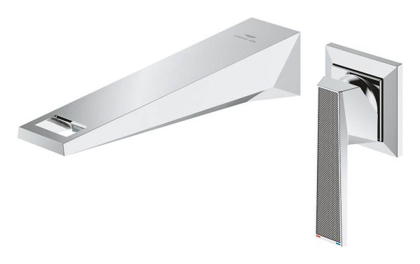 Grohe Allure Brilliant 2-Loch-Waschtisch-Wandbatterie mit Rändelstrukturhebel