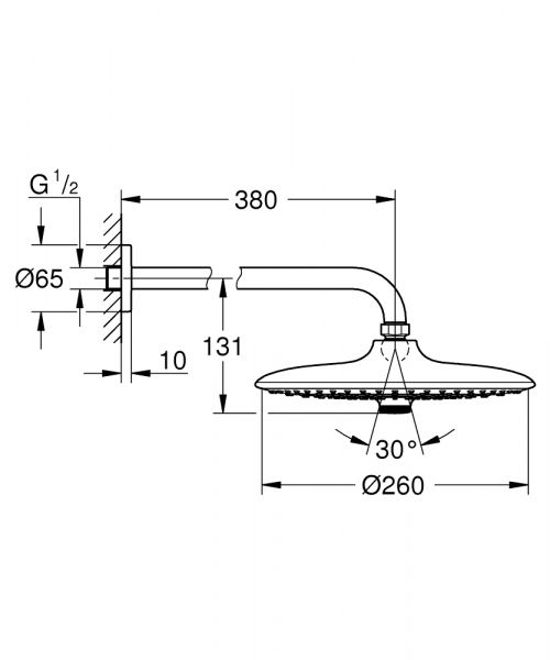 Grohe Euphoria 260 Kopfbrauseset 380mm mit 3 Strahlarten, chrom