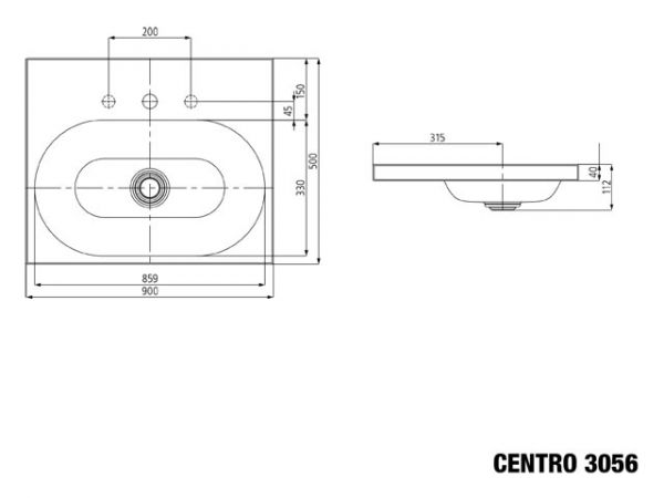 Kaldewei Centro Mod.3056 Aufsatzwaschtisch 90x50x4cm, Perl-Effekt